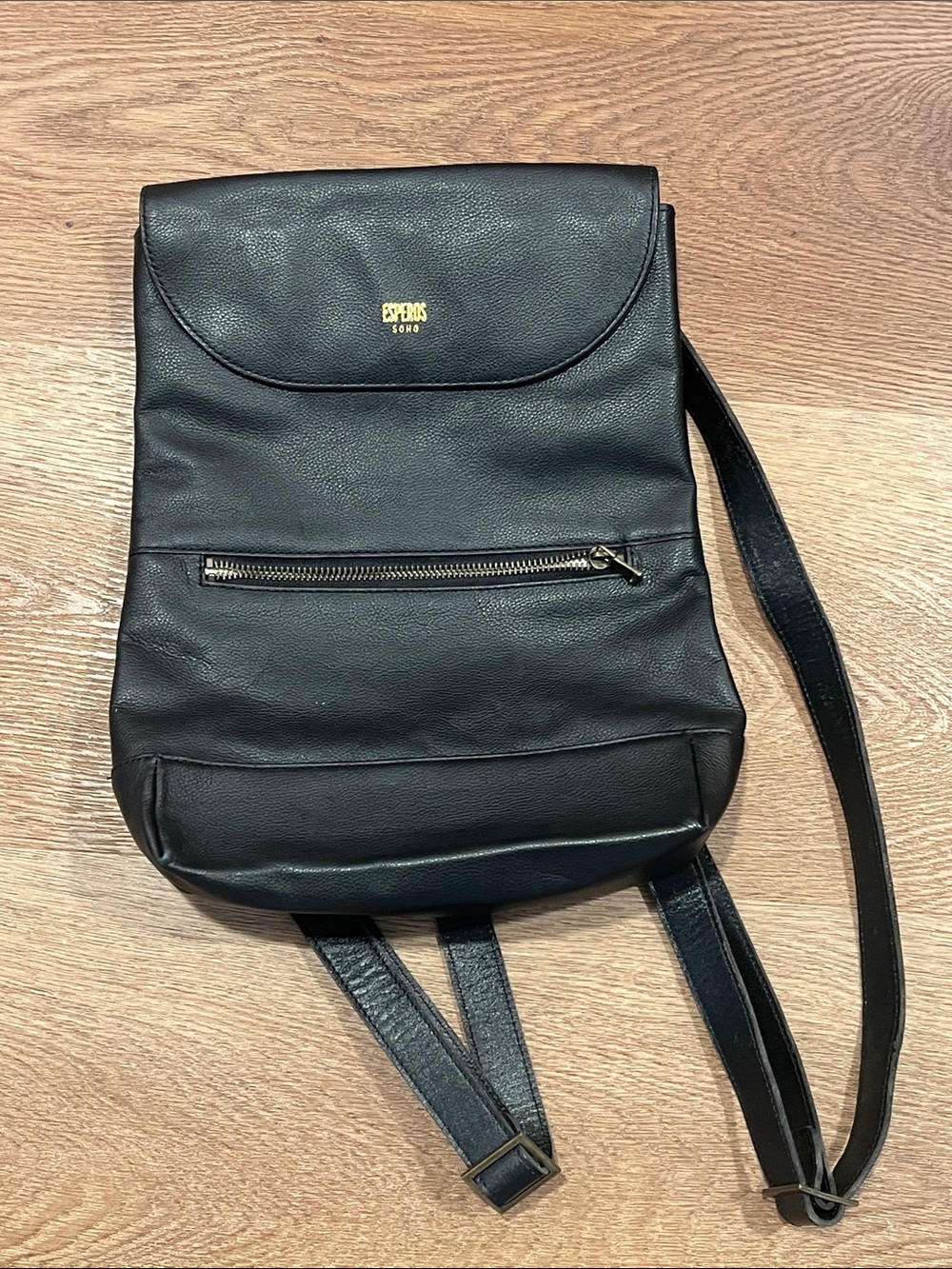 Esperos Black Leather Backpack